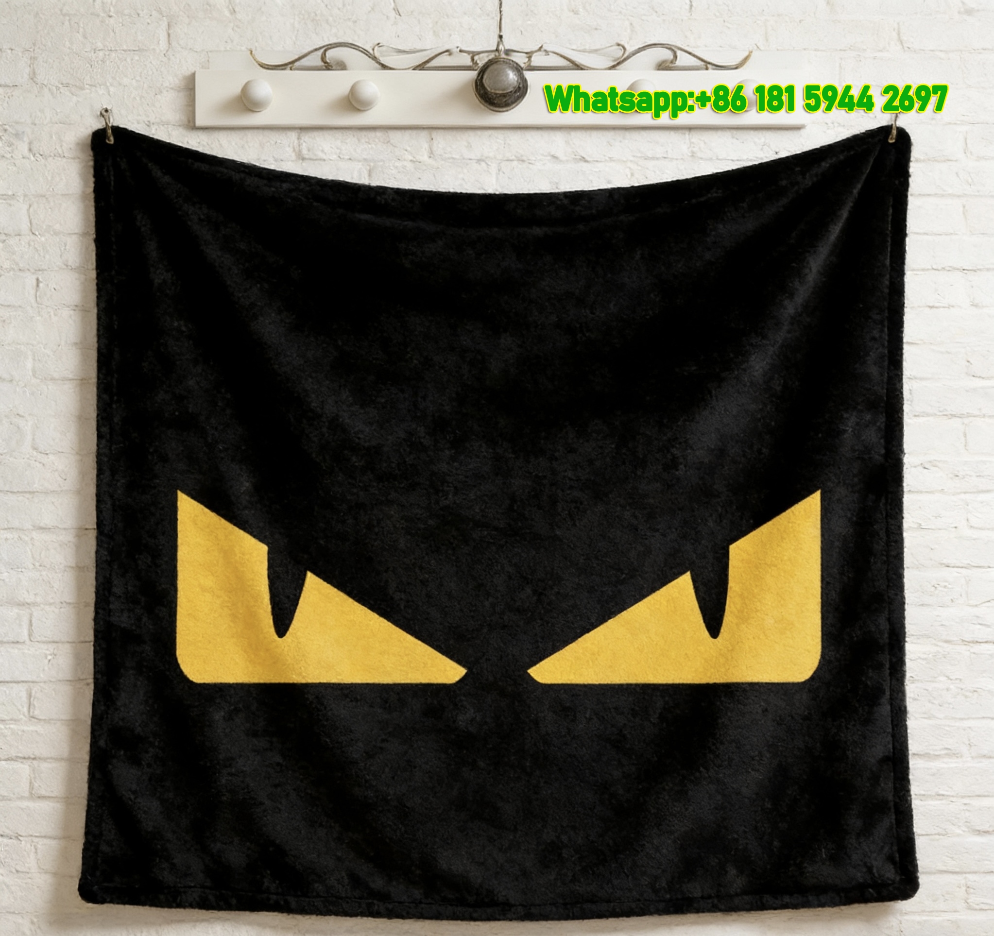 Fendi Black Yellow Monster Eyes Flannel Throw Blanket IMG_9517
